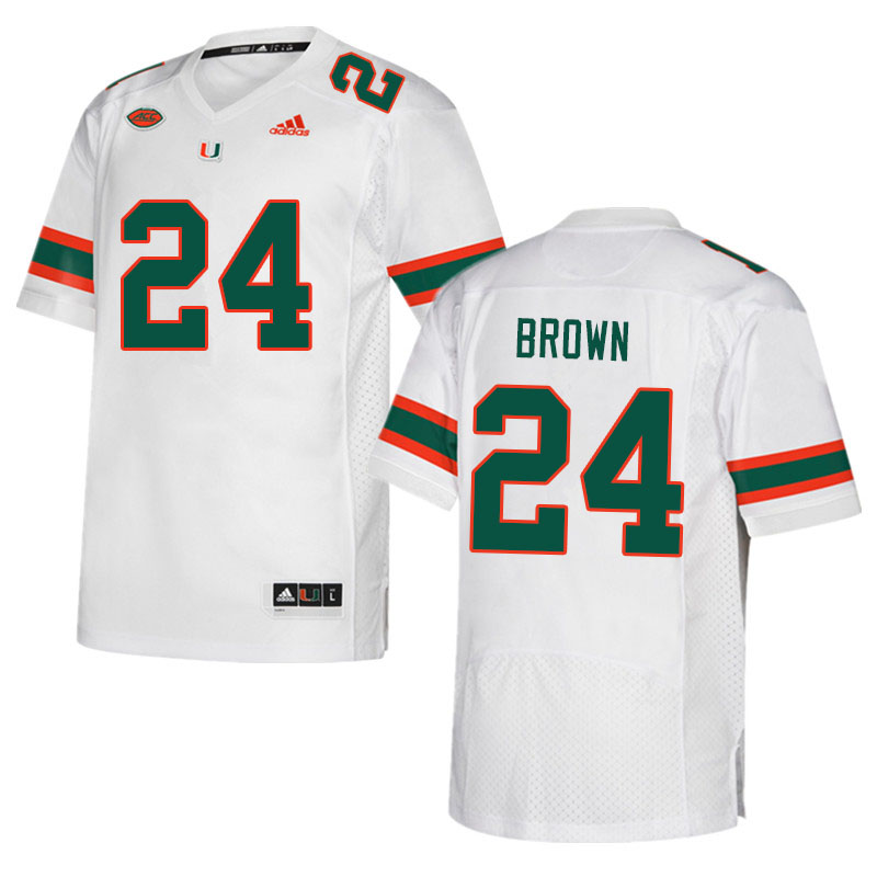 Men #24 Cody Brown Miami Hurricanes College Football Jerseys Sale-White - Click Image to Close